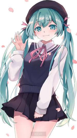 Hatsune Miku Smiling in School Uniform