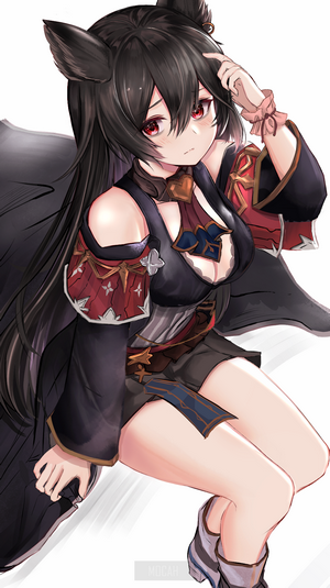 Anime Girl with Black Hair and Neko Ears