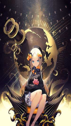 Abigail Williams from Fate/Grand Order with telescope and planet