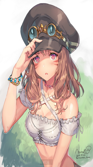 Anime girl with hat and goggles