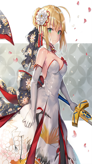 Saber Arturia Pendragon from Fate/Grand Order in a white dress