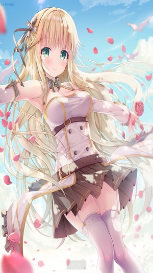 Anime girl with blonde hair and blue eyes