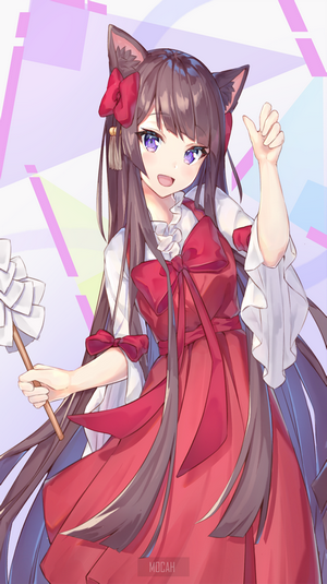 Anime girl with neko ears and red dress