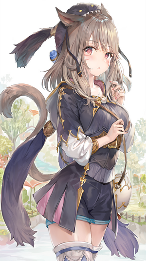 Final Fantasy Anime Girl with Neko Ears by Water