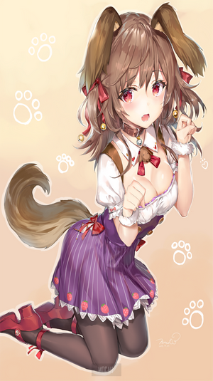 Anime girl with dog ears and tail