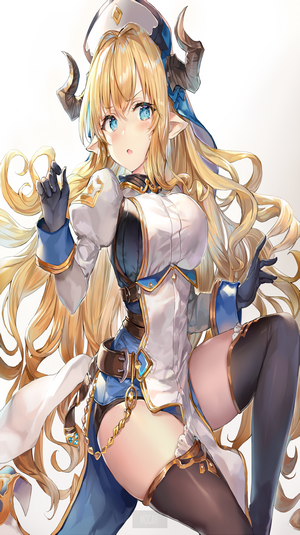 Anime girl with blonde hair and blue eyes from Granblue Fantasy