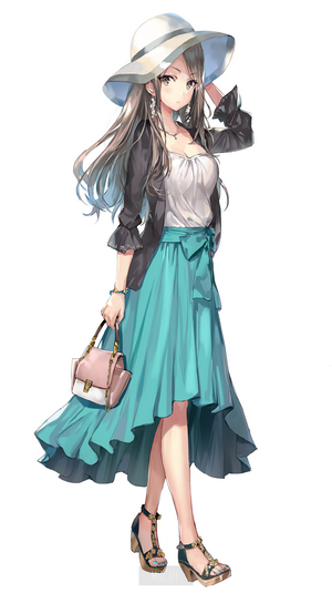 Elegant Anime Girl in Summer Outfit
