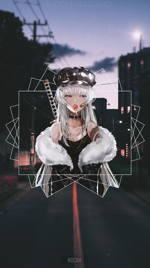 Anime girl with lollipop and katana