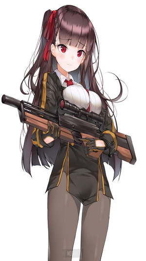 WA2000 from Girls Frontline holding a rifle