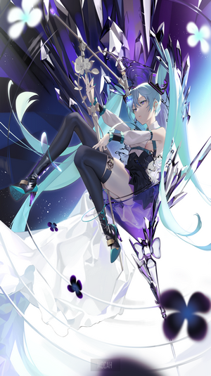 Hatsune Miku with Crystal and Flowers