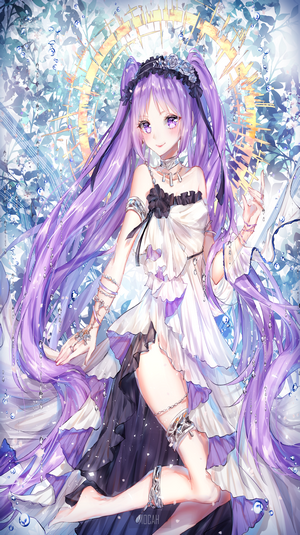 Elegant Purple-Haired Fantasy Anime Girl
