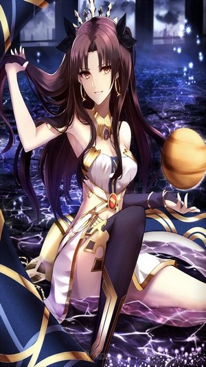 Ishtar from Fate/Grand Order with a planet