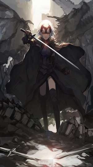 Jeanne d'Arc from Fate/Grand Order holding a sword