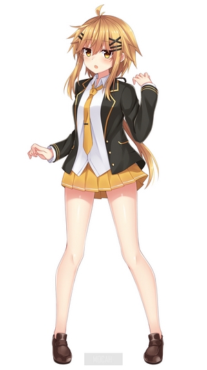 Anime girl with blonde hair in school uniform