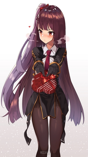 WA2000 from Girls Frontline holding a chocolate box