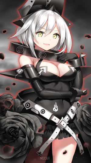 Anime girl with white hair and green eyes