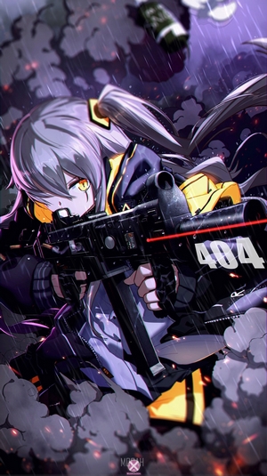 Anime Girl with Machine Gun