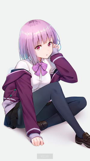 Shinjou Akane in School Uniform with Pink Hair