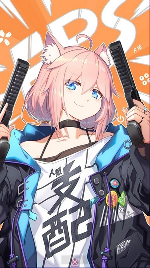 Anime Girl with Pink Hair and Dual Guns