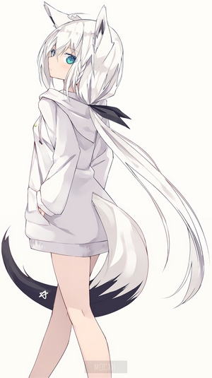 Anime girl with white hair and fox ears