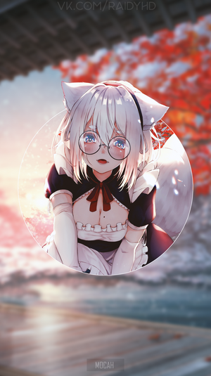 Anime girl with cat ears and glasses