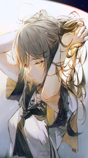 Anime Girl with Yellow Eyes in School Uniform