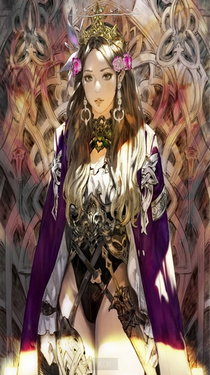 Fantasy Queen with Crown and Purple Cape