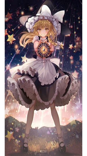 Marisa Kirisame from Touhou holding a magic item