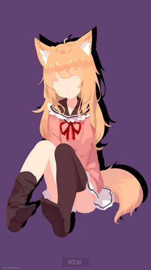 Anime fox girl with tail and ears