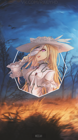 Anime girl in white dress and mask