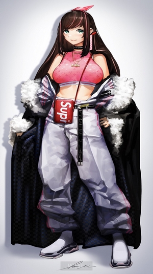 Kizuna Ai in fashionable streetwear