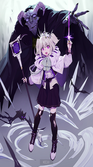 Anime girl with horns and a demon behind her