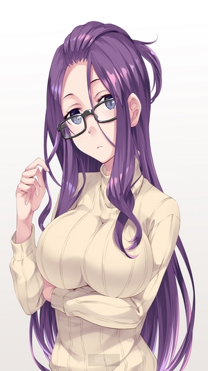 Kagamihara Sakura from Yuru Camp with Purple Hair and Glasses