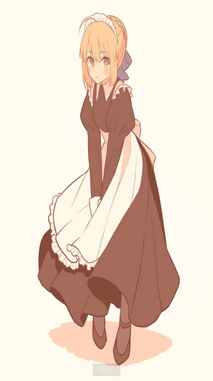 Saber from Fate/Stay Night in a maid outfit