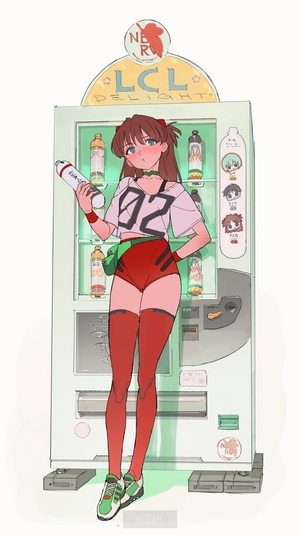 Asuka Langley Soryu from Neon Genesis Evangelion with LCL vending machine