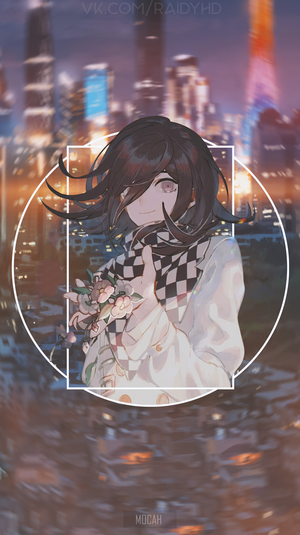 Anime Girl with Flowers and City Lights