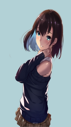 Anime girl with green eyes and brown hair