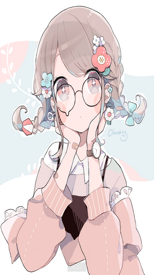 Anime girl with glasses and braided hair