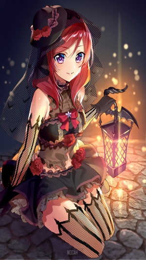 Nishikino Maki from Love Live! holding a lantern