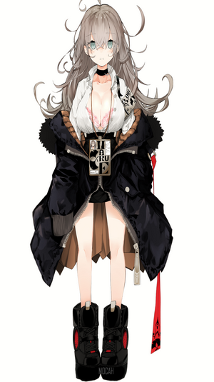 Anime girl with long hair and black jacket