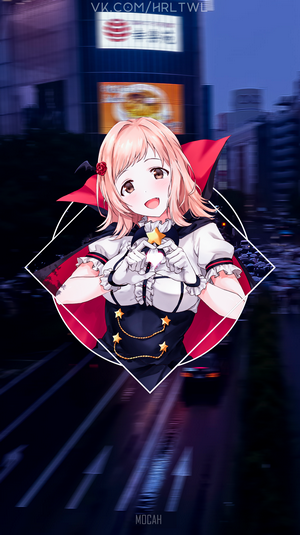 Anime girl in vampire costume with stars