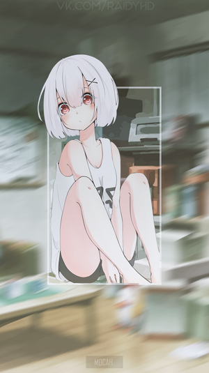 Anime girl with white hair and red eyes