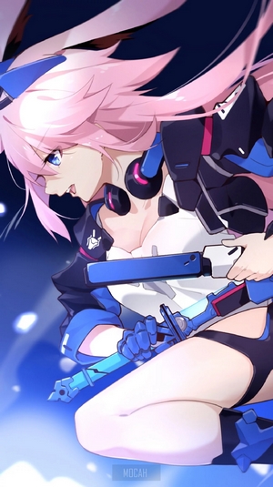 Kiana Kaslana from Honkai Impact 3rd with pink hair and blue eyes