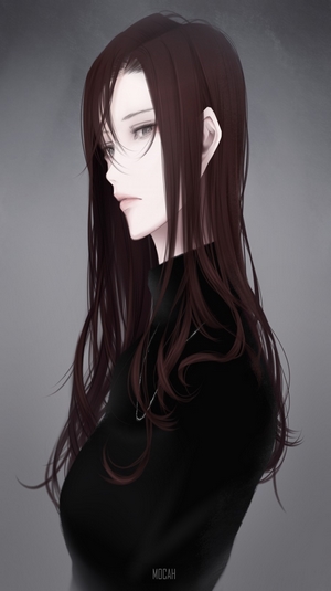 Anime girl with long brown hair