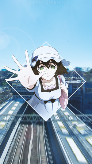 Anime girl with green eyes and hat