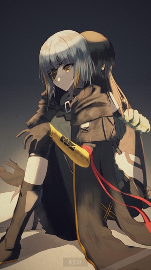 M16 from Girls Frontline sitting back to back with another character