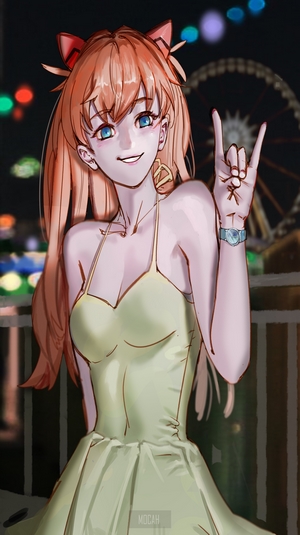 Asuka Langley Soryu from Neon Genesis Evangelion at a carnival