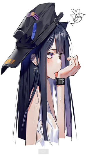 Anime girl with cat ears and a cap