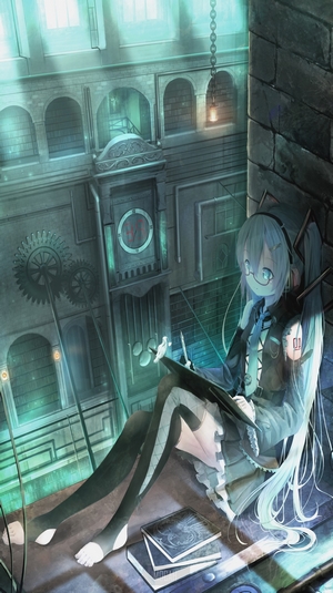 Hatsune Miku Reading in a Steampunk Setting