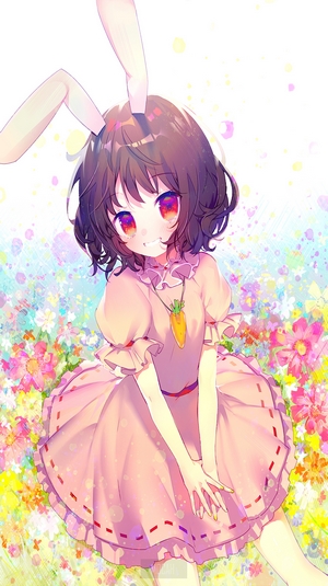 Inaba Tewi from Touhou in a pink dress with bunny ears